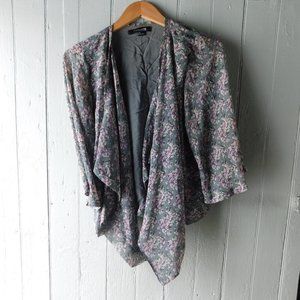 Country Floral Sage Asymmetrical Cardigan Top